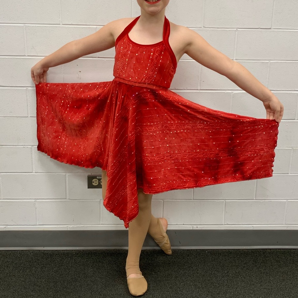 Red lyrical or contemporary dress